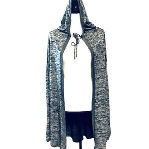 Sonoma Goods for Life Open-Front Hooded Cardigan in Gray/black 2X